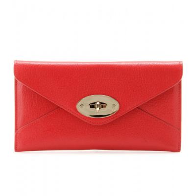 China Bright Red Ladies Leather Wallets , Women Envelope Purse With cowhide for sale