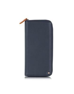 China Dark Navy Mens Genuine Leather Wallet Zipper Closed With Pure Cotton Lining for sale