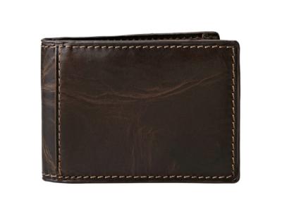 China Brown Mens Genuine Luxury Leather Wallets Custom With Antibacterial Function for sale