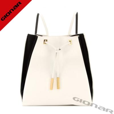 China Durable Handmade Genuine Leather Backpack Bag Ivory For Young Ladies for sale