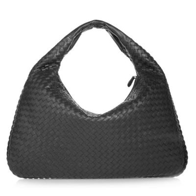 China Custom Make Genuine black leather hobo bags , Nappa Leather Woven Bag Suede Lining for sale