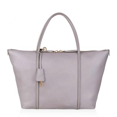 China Genuine Leather Made Lady Leather Shopper Bag / Zipper Closure Medium Totes for sale