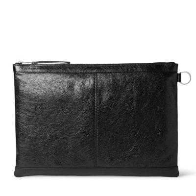 China Black Vintage Leather Clutch Handbags , Wristlet Strap Lady Hand Bag with Cotton Lining OEM for sale