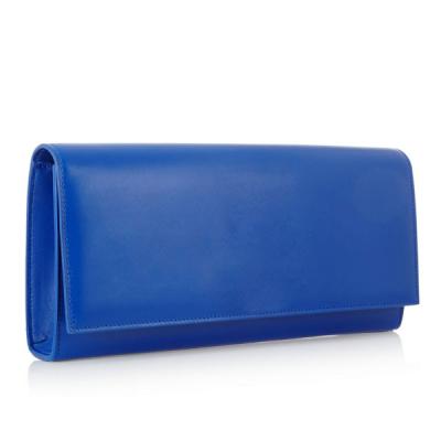 China Bright Navy Blue Foldable Leather Clutch Handbags , Italian Nappa Leather Lady Party Bag for sale