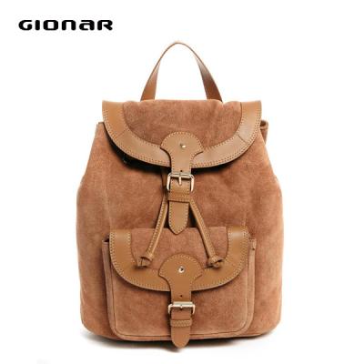 China Suede Handbag Leather Backpacks , Ladies Fashion Unique Purse Private Label for sale