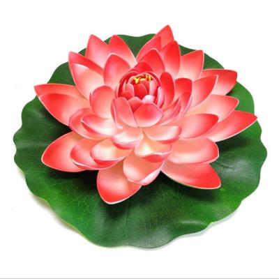 China Realistic Artificial Floating Lotus Flower Water Lily Pad Foam EVA Ornament for Garden Pond Pool Decor Step Props for sale