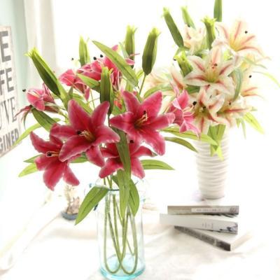 China Artificial Lily Fake Lilies With 3 Heads Artificial Flower Wedding Party Decor Bouquet Hotel Office Garden Home Craft Art Decor MLT-AF for sale