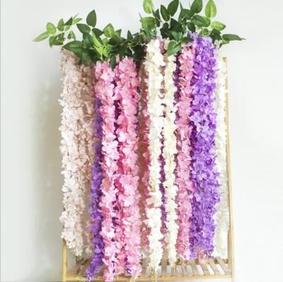 China Artificial Wisteria Long Bush Hanging Flowers Fake Flower Vine Hanging Garland For Wedding MLT-AF for sale