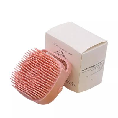 China PU Dog Bath Brush Pet Massage Brush Shampoo Dispenser Soft Silicone Brush Rubber Bristle for Dogs and Cats Shower Grooming for sale