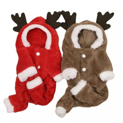 China Sustainable Autumn and winter Christmas four-legged thick clothes velvet warm button dog clothes pet cat clothing supplies Teddy for sale