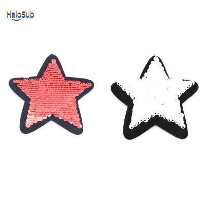 China Other Hot Sale Customized Popular Sublimation Sequin Patch Blank Patches Bulk Star Heat Transfer Patch for sale