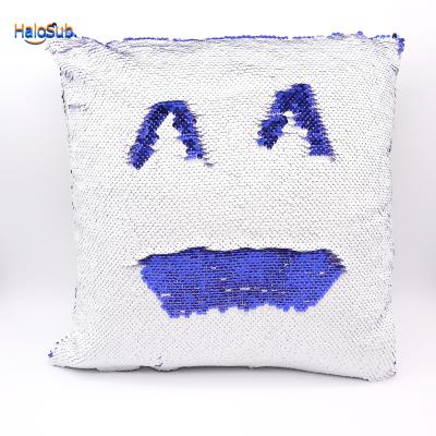 China Customized Home Blank Blue Sequin Pillow Cases Bling Sofa Throw 40X40Cm Decor Sequin Color Sublimation Disposable Sequin Pillow Case for sale