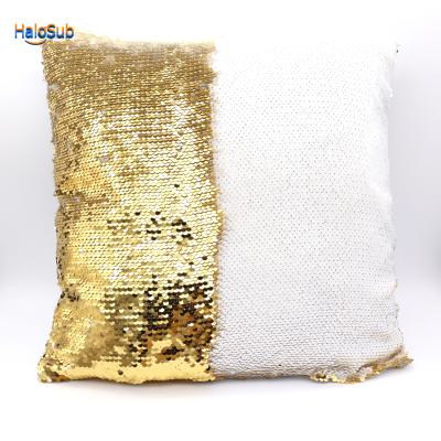 China Home Decor Bling Sofa Throw 40X40Cm Sequin Pillow Cases Blank Customized Sequin Gold Color Sublimation Disposable Pillow Case for sale