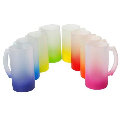 China WITH LID hot sale frosted sublimation glasses 6oz gradient color blanks empty coffee mug sublimation tumbler for sale