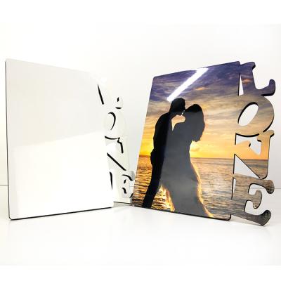 China Valentine's Day Fashionable Sublimation MDF Blank Custom Photo Frame BoradCard Love Frame For Wholesale for sale