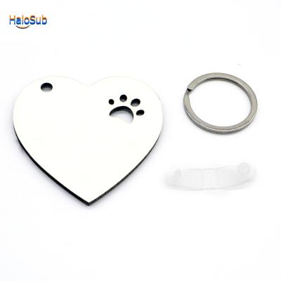 China Popular Promotion Gift Wholesale Customize Design Wooden Sublimation Mute Key Chain MDF Four Dog Paw Shaped Photo Key Chain Keyring for sale