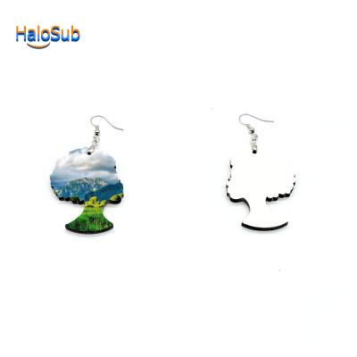 China Cute Customize Design Sublimation Blank MDF Hot Selling Double Sized Earring Double Sized Shape for sale