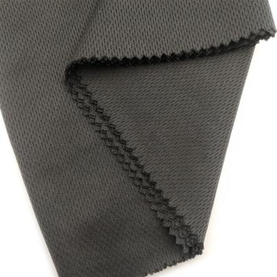 China 75D 100%polyester Black Bird's Eye Mesh Interlock Anti-Static Weft Knitted Fabric For Sports Cloth for sale