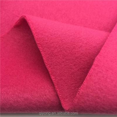 China Single Wholesale Cheap Double Sided Worsted Faux Wool Polyester Knitted Woolen Fabric For Overcoat, Outwear, Battleship for sale