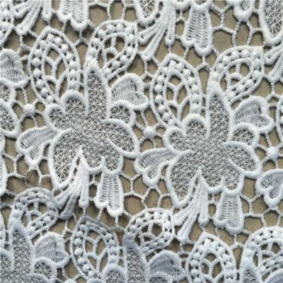 China Wholesale New Design Water Soluble Lace Fabric Embroidery Chemical Shrink-Resistant For Fashion Lace Dress for sale