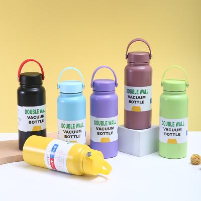 China PORTABLE Insulated Matte Coated Double Handle Wall Space Thermos Vacuum Flasks Stainless Steel Water Bottle Lids for sale