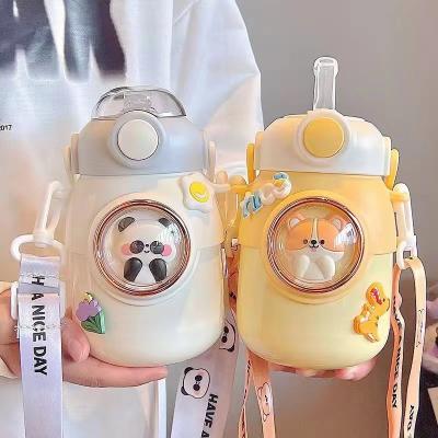 China PORTABLE 316 Kids Water Bottle Kid Insulated Stainless Steel With Straw Lid Cartoon Vacuum Insulated Thermos Mug for sale