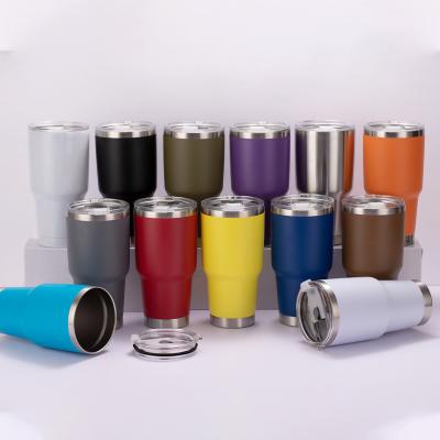 China New Design PORTABLE 30oz Wide Mouth Stainless Steel Empty Insulated Tumbler Travel Coffee Mug Beer With Lid for sale