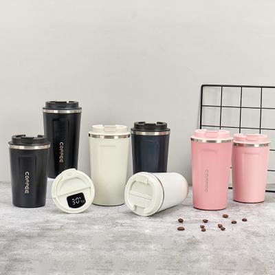 China PORTABLE Stainless Steel Vacuum Insulation Flask Thermos Mug Custom Coffee Mug With Temperature Display 510ml Water Bottle for sale