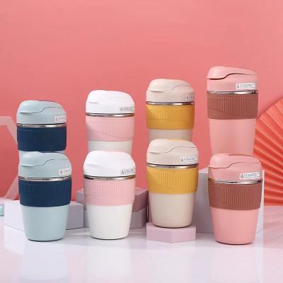 China PORTABLE Puddle Proof Wide Neck Water Bottle Stainless Steel Coffee Tumbler Cups Wide Reusable Mug with Straw and Lid for sale