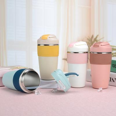 China PORTABLE Insulated Tumbler Vacuum Stainless Steel Tea Coffee Thermos Travel Mug With Lid Silicone Protective Sleeve for sale