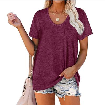 China New Arrivals Women's T-shirts Breathable Solid Color Short Sleeve T-shirts Ladies Blouse for sale