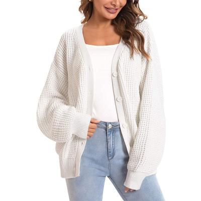 China Women's Breathable Sweaters Thin Knitted Cardigan Tops Female V-neck Long Sleeve Solid Color With Button for sale