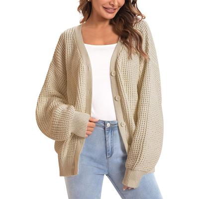 China Breathable Female Solid Color Tops Women's Sweaters With Button V-Neck Long Sleeve Slim Knitted Cardigan for sale