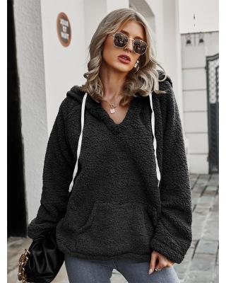 China Ladies Breathable Winter Casual Solid Color Clothes Hot Sale Fashion Tops New Women's Fleece Hoodie Sweatshirt for sale