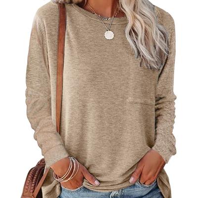 China New Arrival Ladies Breathable Cotton Tops Long Sleeve Loose Casual T-shirt Blouse for sale