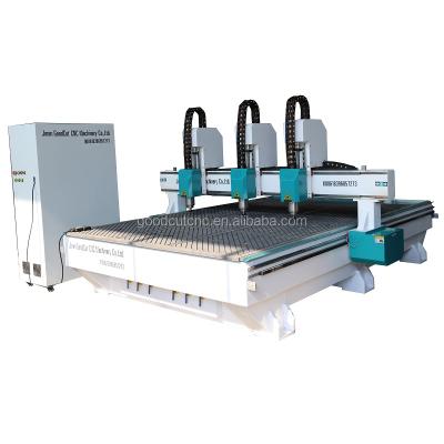 China Building Material Shops 2000*3000 Multi Head CNC Wood Router With Independent 3 Heads for sale