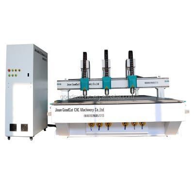 China Building Material Stores 3d CNC Wood Carving Machine Prices With Independent Multi Head for sale