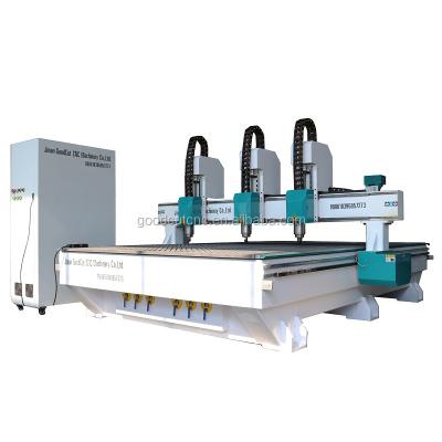 China Machinery Repair Shops GC2130 3 Heads Multi Axis 3d Woodworking Machine CNC Router For Furniture Wood Door for sale