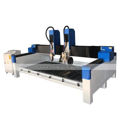 China Stone Title Marble Granite Metal Ceramic Double Heads 5.5kw Spindle And Saw Carving Cutting 5 Axis Stone 1325 CNC Router For Stone for sale