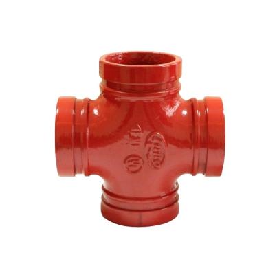 China Pipe Connected FM-UL Approved Malleable Iron Pipe Fittings Grooved Equal Cross for sale