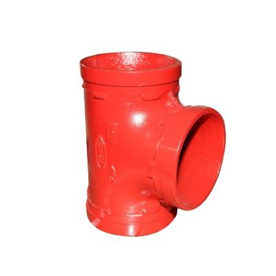 China Pipe Connected Standard Parts Ductile Iron Reducing Tee With FM-UL Approval for sale