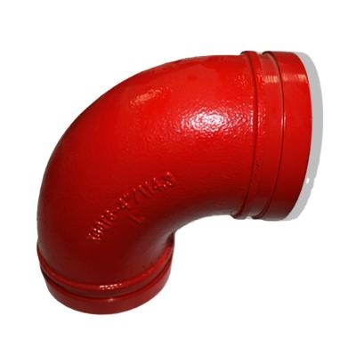 China Pipe Connected FM-UL-CE Approved Pipe Fittings Ductile Iron Material Grooved 90 Degree Elbow for sale