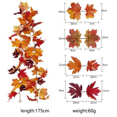 China Hot Selling Artificial Maple Leaves Plant Decorative Autumn Silk Fabric Celebration Maple Leaves for sale