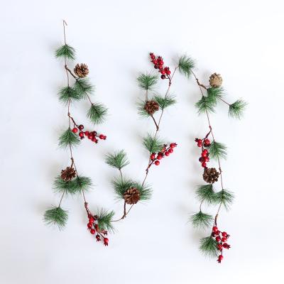 China Wedding ; 6FT Red Christmas Berry Christmas Wreath Decoration with Pine Cone Ornament for Holiday Decoration and Artificial Outdoor or Indoor for sale