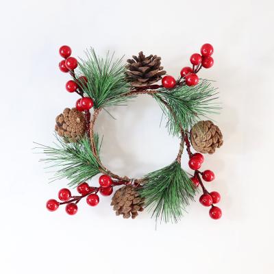 China Artificial Red Berry Twine PVC Foam PVC Pine Needle Christmas Wreath Decorate Christmas Decorations For Your Family for sale