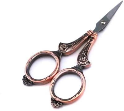 China European Embroidery Scissors Vintage Style Flower Pattern Sewing Stainless Steel Sewing Scissors Work Craft Scissors for sale