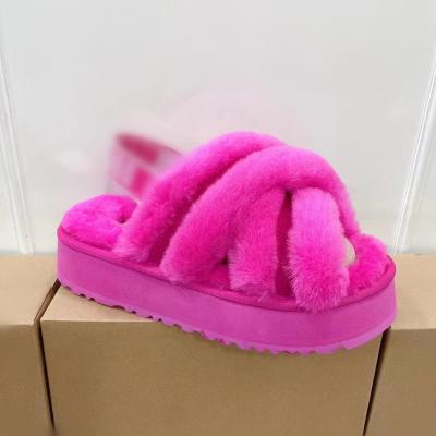 China Damping factory fast shipping 2022 new wool home slippers fashion fur slippers designer Fur Slippers for sale