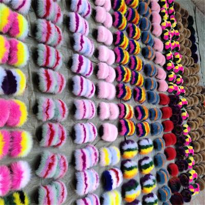 China Cushioning new design color custom logo furry raccoon fur slide seller women children raccoon slippers for sale