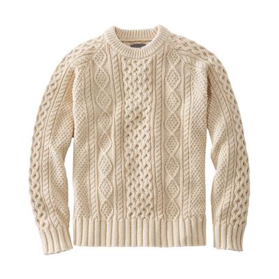 China Anti-Wrinkle Mens Fisherman Knitted Pullover Sweater Cable Crewneck Sweater With Patterned Twist for sale