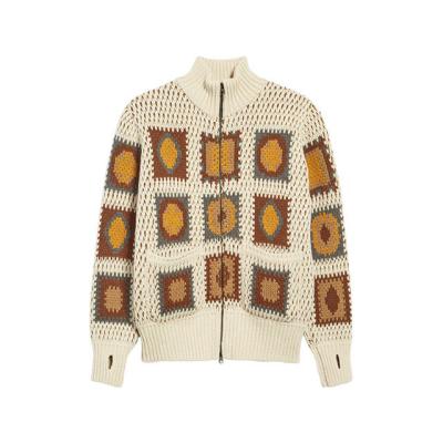 China Luxury Fashion Cardigan Sweater Anti-Wrinkle Designer Men Knitted Colorful V-Neck Jacquard Knitwear Jacket for sale